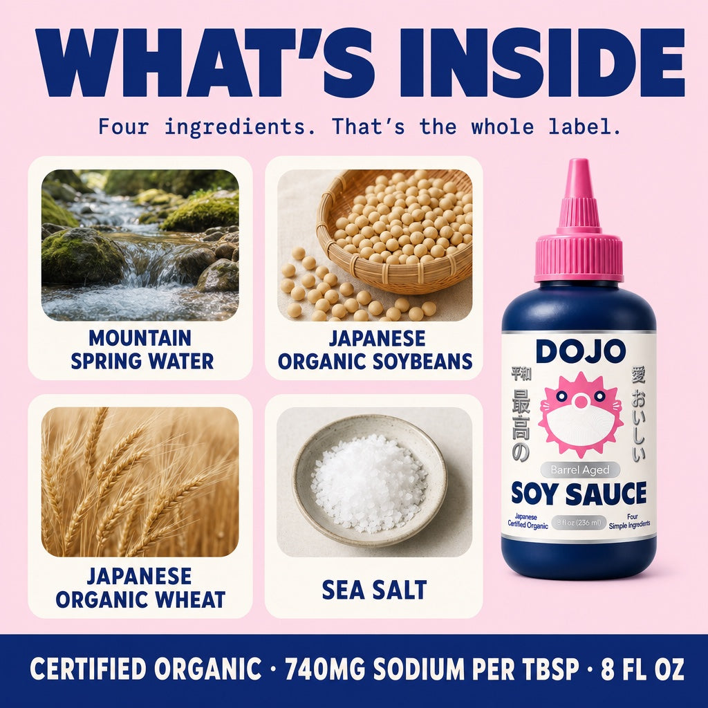 What's inside: mountain spring water, Japanese organic soybeans, Japanese organic wheat, sea salt