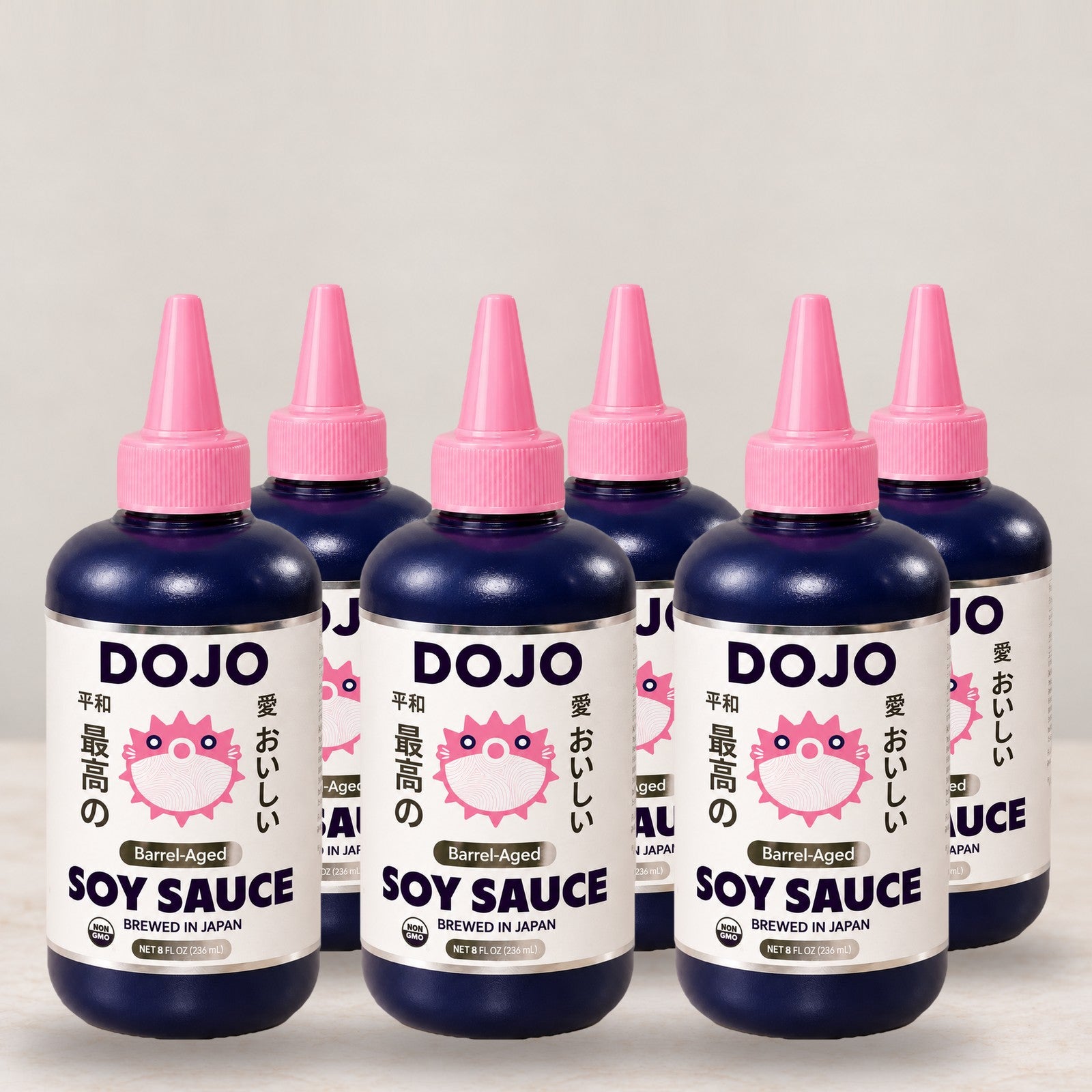 Six bottles of DOJO soy sauce